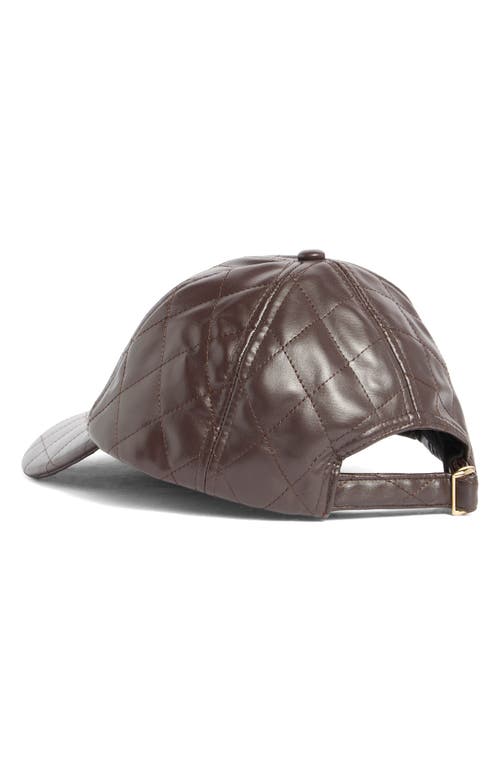 Vince Camuto Quilted Faux Leather Baseball Cap In Brown