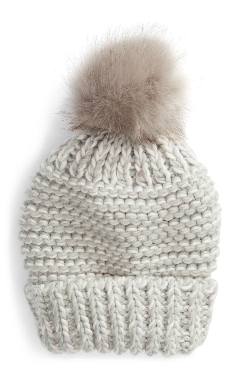 Free People Skyline Faux Fur Pom Beanie, Main, color,
