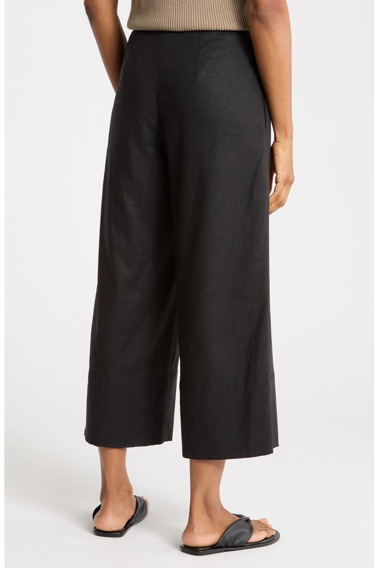 Linen Blend Crop Wide Leg Pants, Alternate, color, SOFT BLACK
