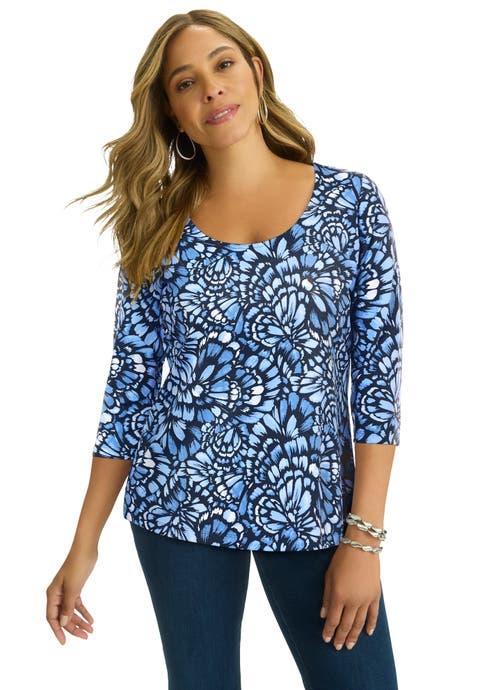 Stretch Cotton Scoop Neck Tee (Plus)