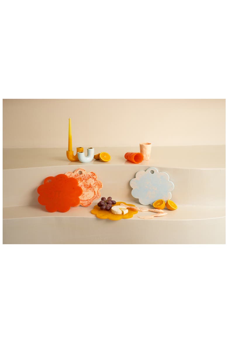 Scalloped Resin Cheese & Charcuterie Board, Alternate, color, DARK ORANGE