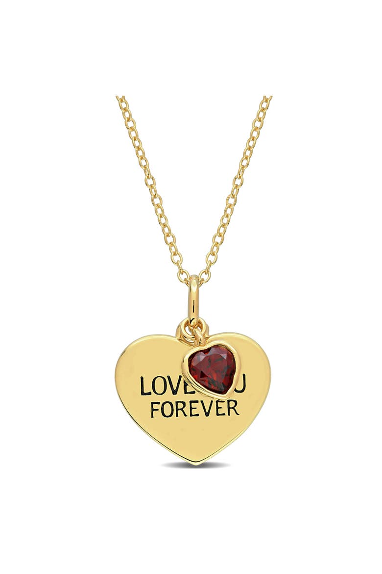 LOVE YOU FOREVER Heart Necklace Plated Silver, Main, color, Garnet