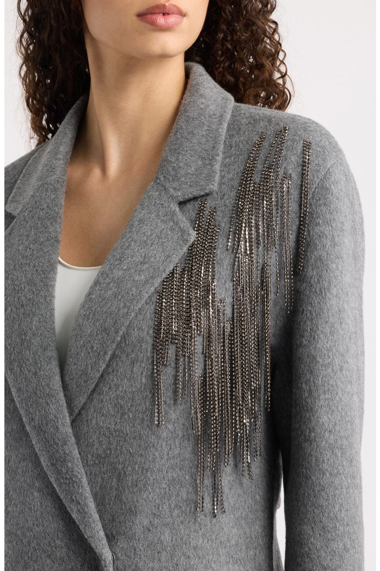 Sydni Wool & Silk Blend Wrap Coat, Alternate, color, GREY