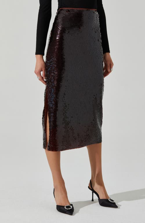 Astr The Label Dova Sequin Midi Skirt In Brown