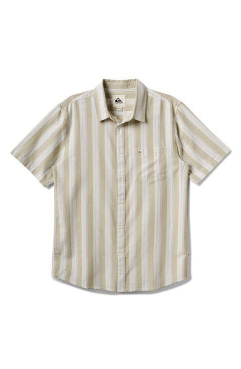 Oxford Stripe Classic Short Sleeve Button-Up Shirt