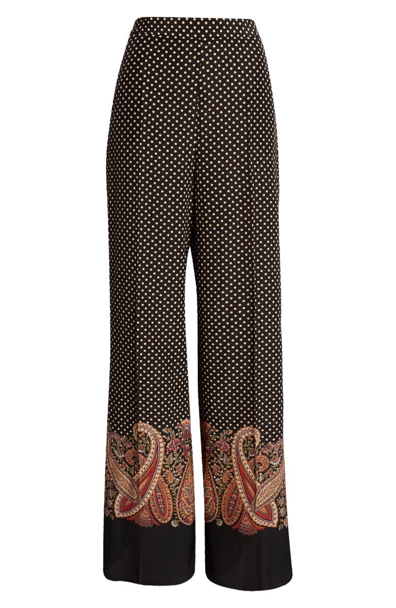 Etro Polka Dot & Paisley Silk Palazzo Pants, Main, color,
