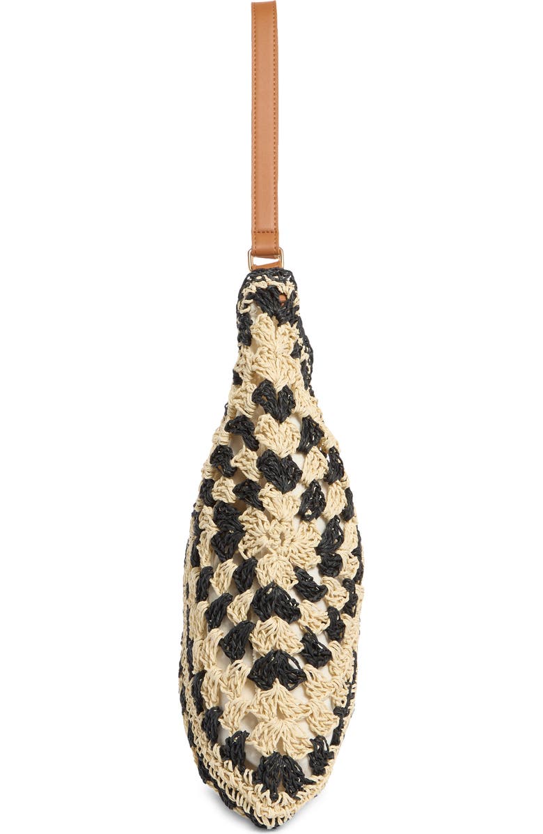 Dolce Vita Bloom Straw Shoulder Bag, Alternate, color, Black/ Natural