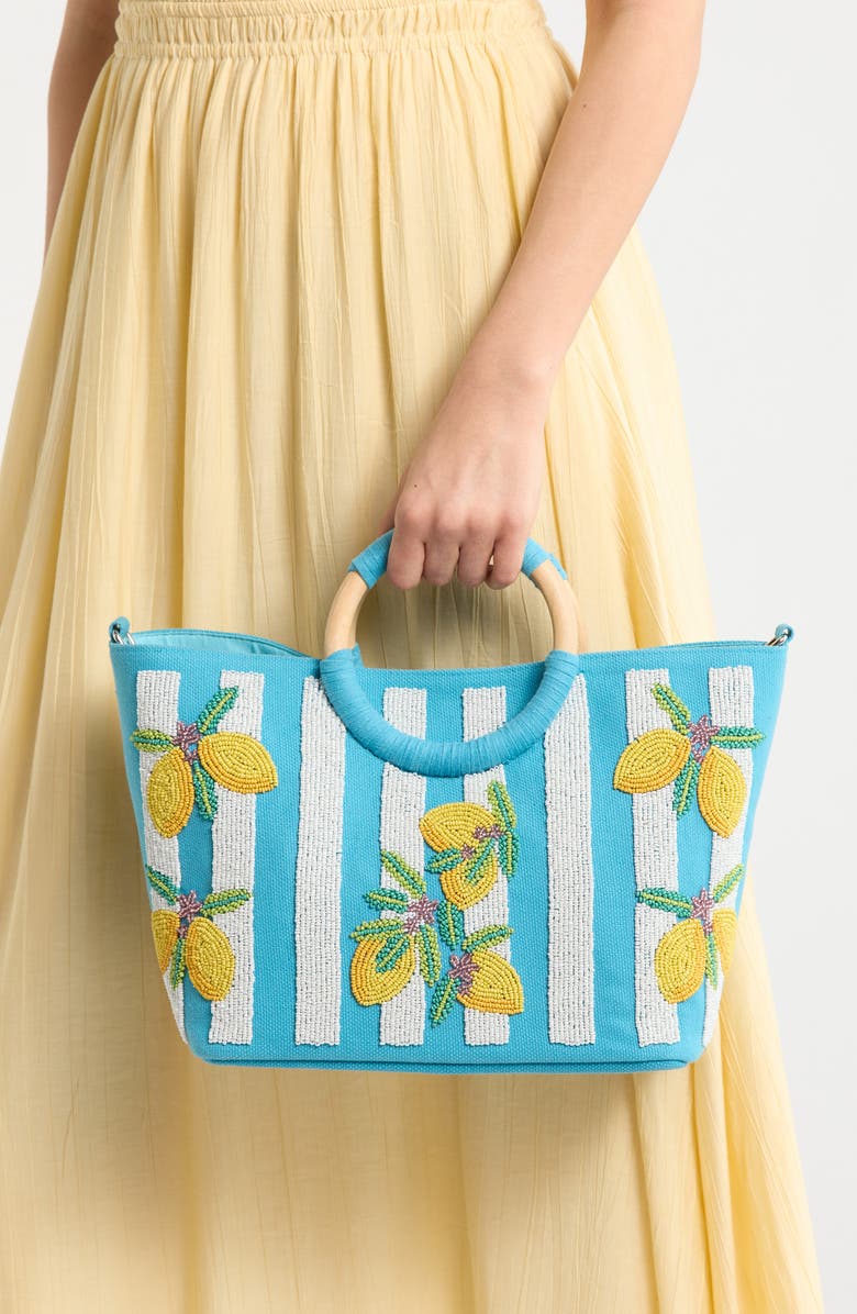 Collection XIIX Beaded Canvas Tote Bag, Alternate, color, Light Blue