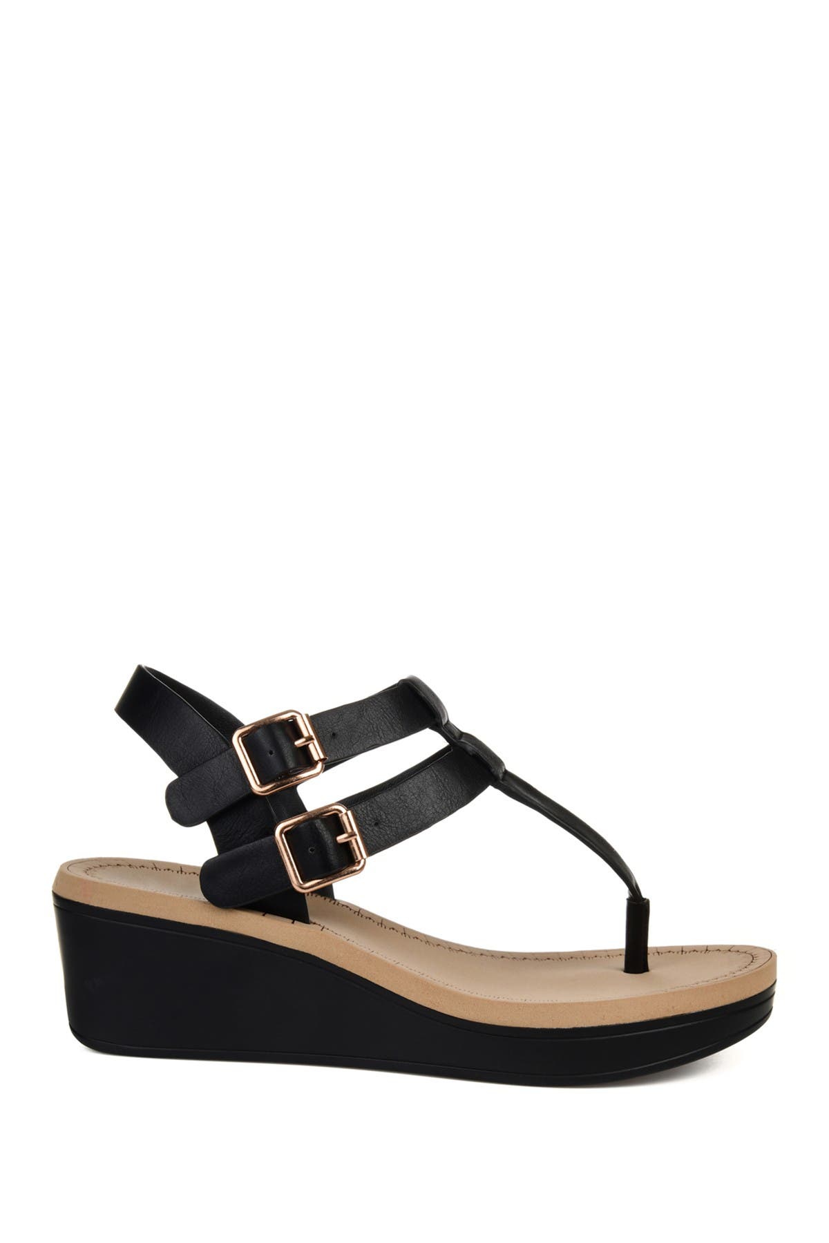 Journee Collection JOURNEE Bianca Wedge Sandal, Alternate, color, Black