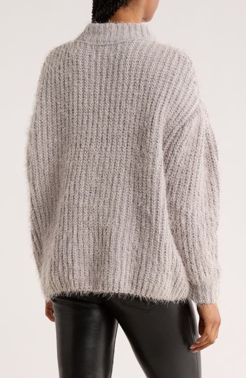 Industry Republic Clothing Mock Neck Eyelash Knit Sweater In Gray