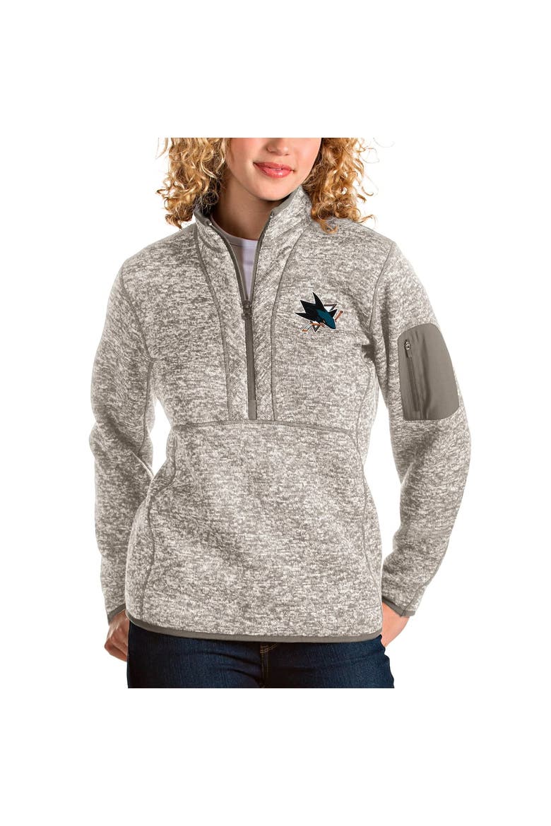 Women's Antigua Oatmeal San Jose Sharks Fortune Half-Zip Sweatshirt, Alternate, color, Oatmeal