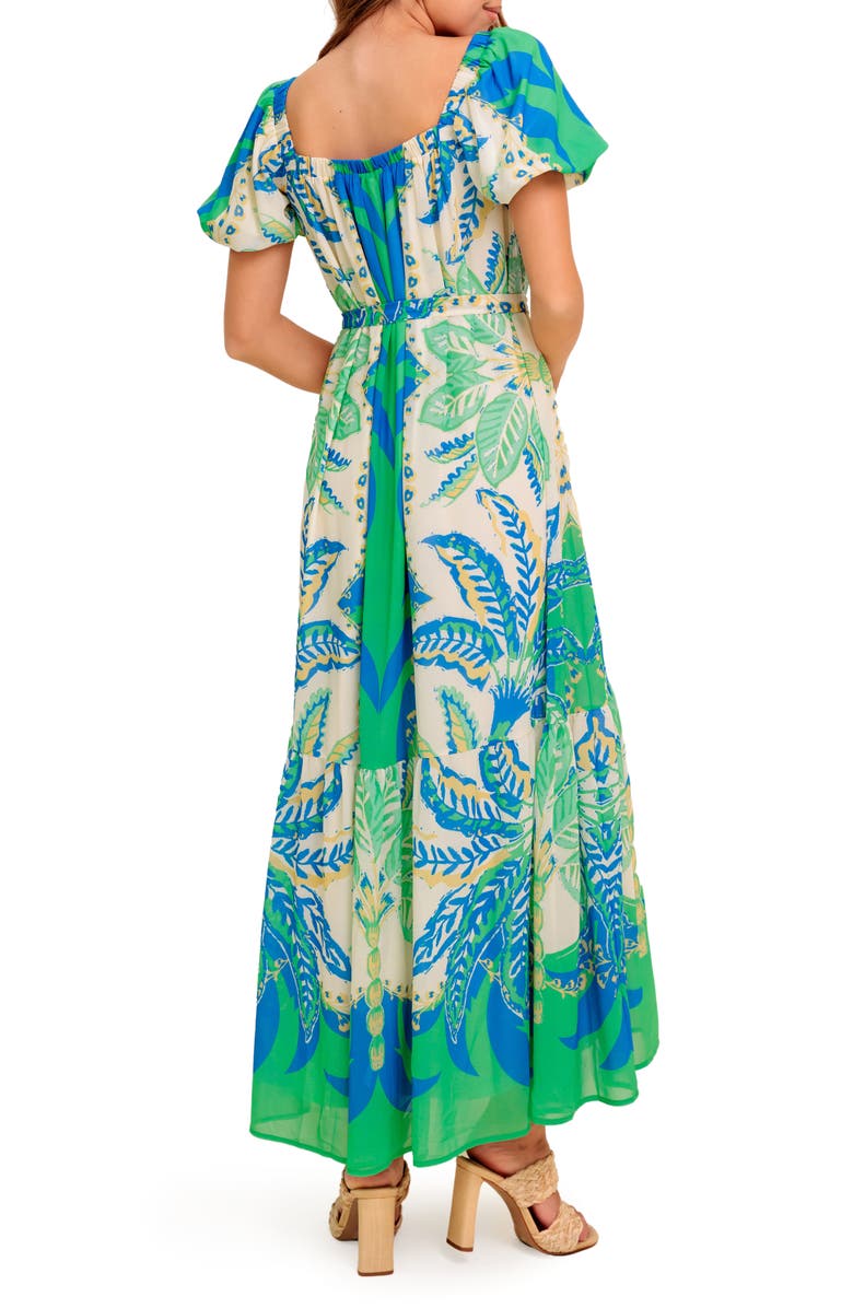 FLYING TOMATO Print Maxi Dress, Alternate, color, Green Blue