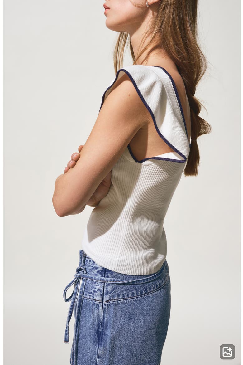 Kids' Two-Tone Ruffled Top, Alternate, color, WHITE
