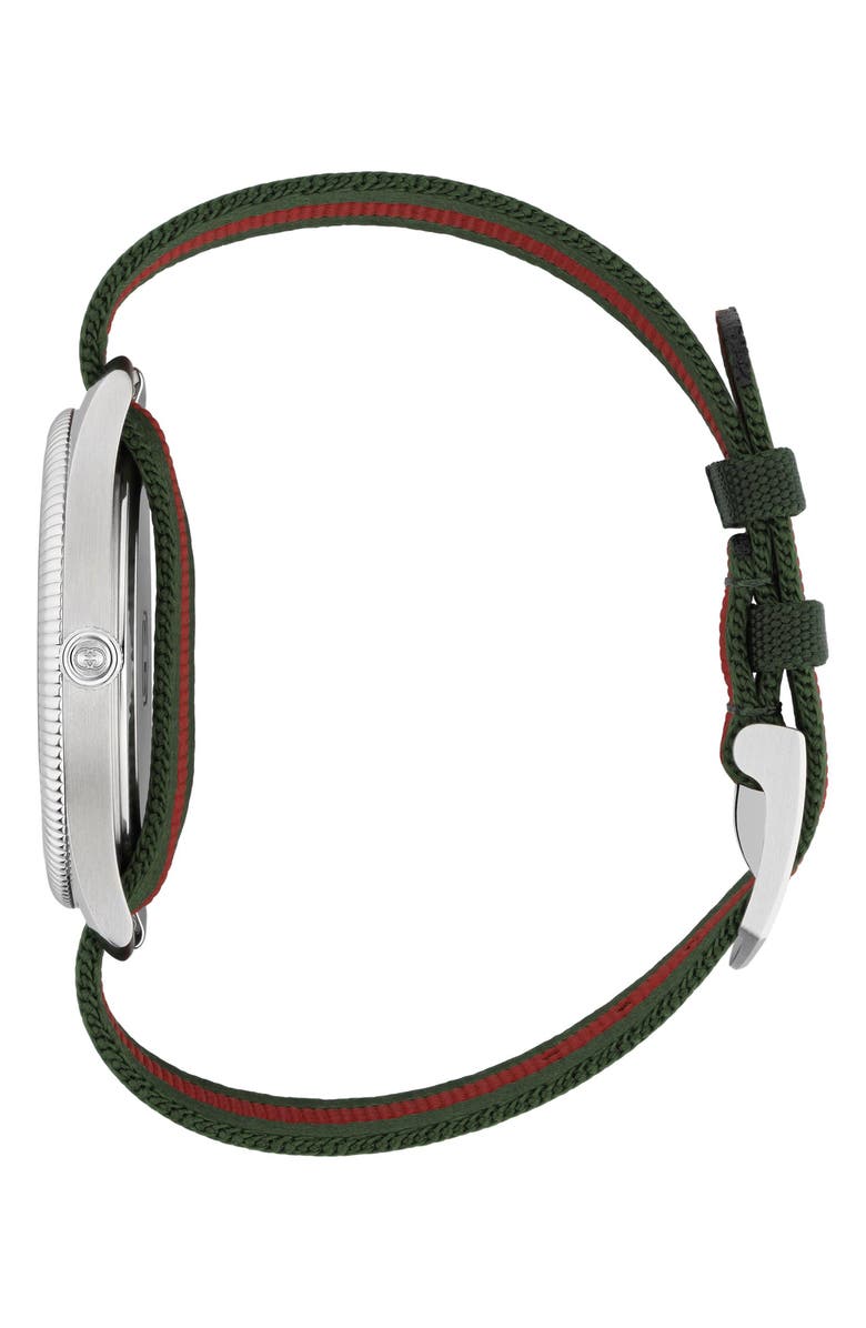 Gucci G-Timeless Nylon Strap Watch, 38mm, Alternate, color, Silver/Green
