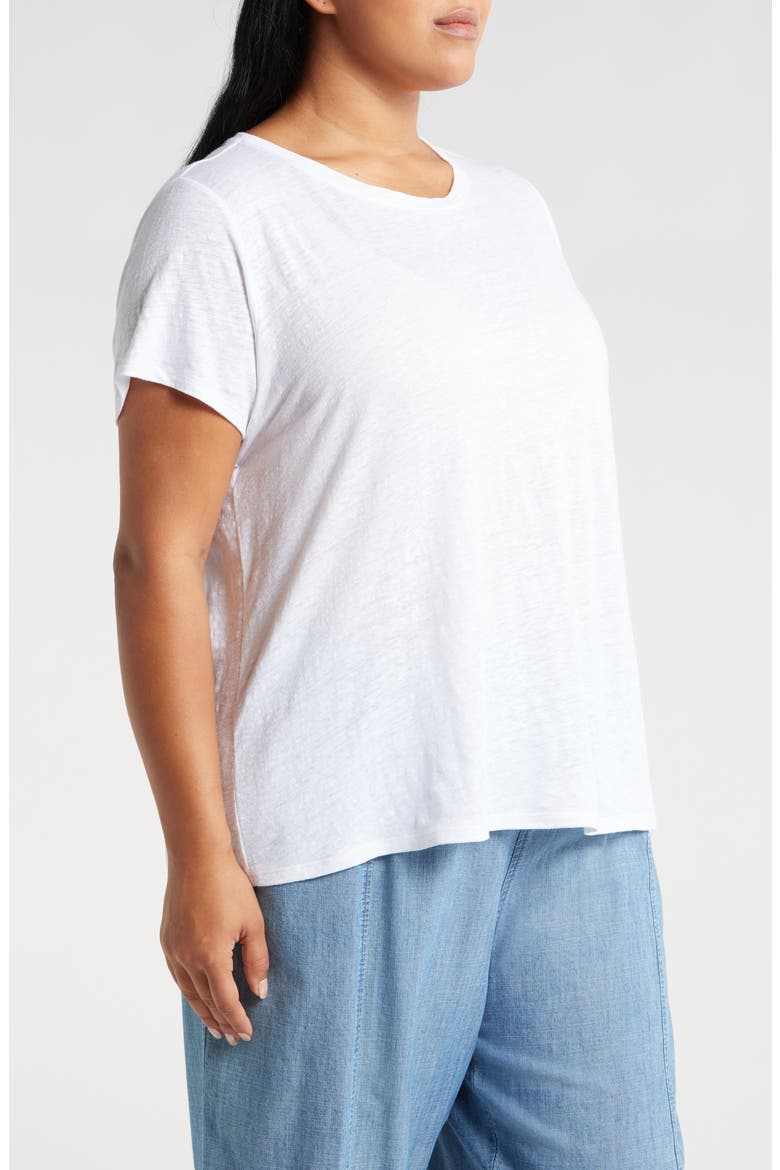 Organic Linen Crewneck T-Shirt, Alternate, color, WHITE