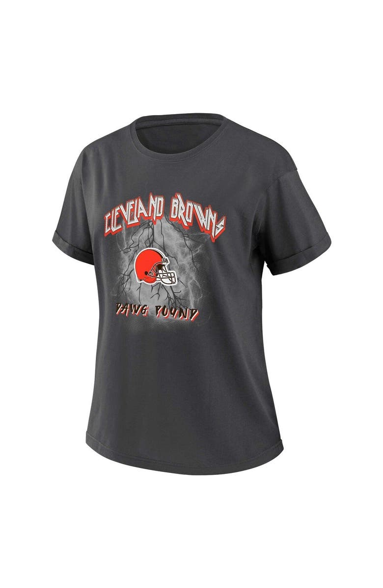 WEAR by Erin Andrews Women's WEAR by Erin Andrews Charcoal Cleveland Browns Boyfriend T-Shirt, Alternate, color, Charcoal