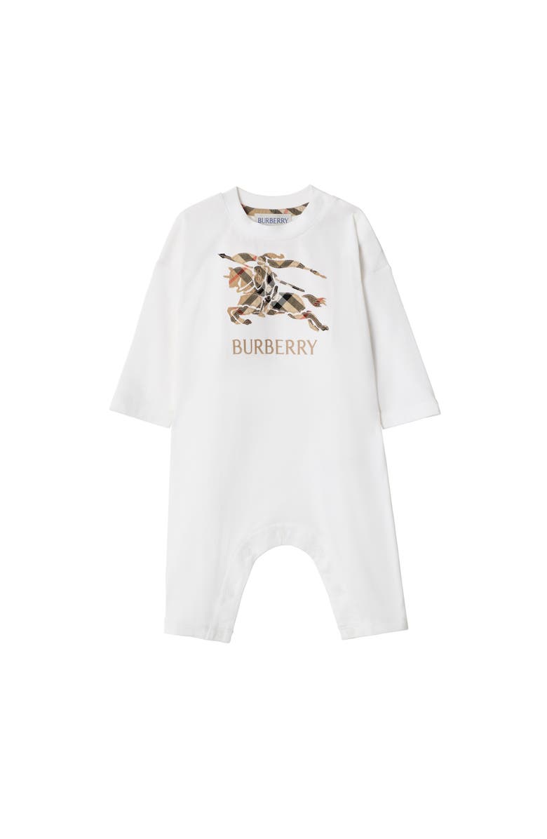 Burberry EKD Check Cotton Jumpsuit, Main, color, White