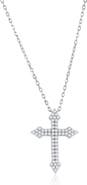 SIMONA Sterling Silver CZ Pavé Cross Necklace