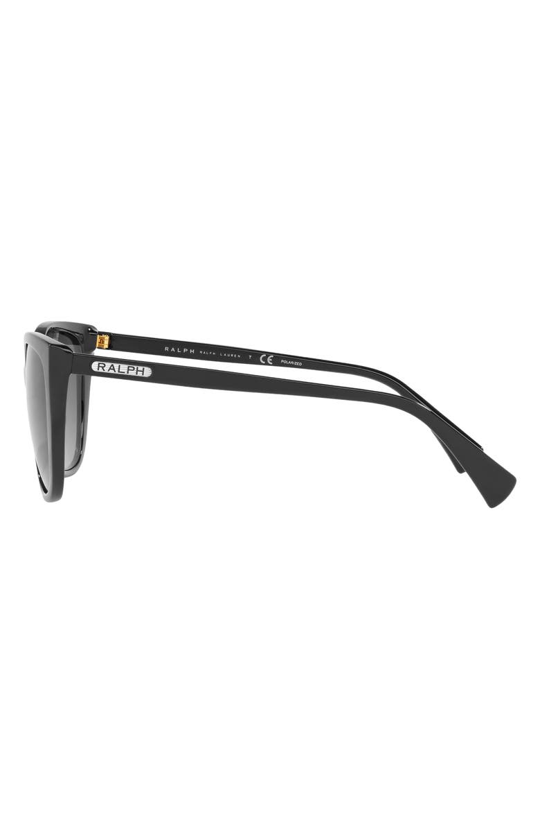 RALPH 56mm Polarized Butterfly Sunglasses, Alternate, color, Black / Polar Gradient Grey