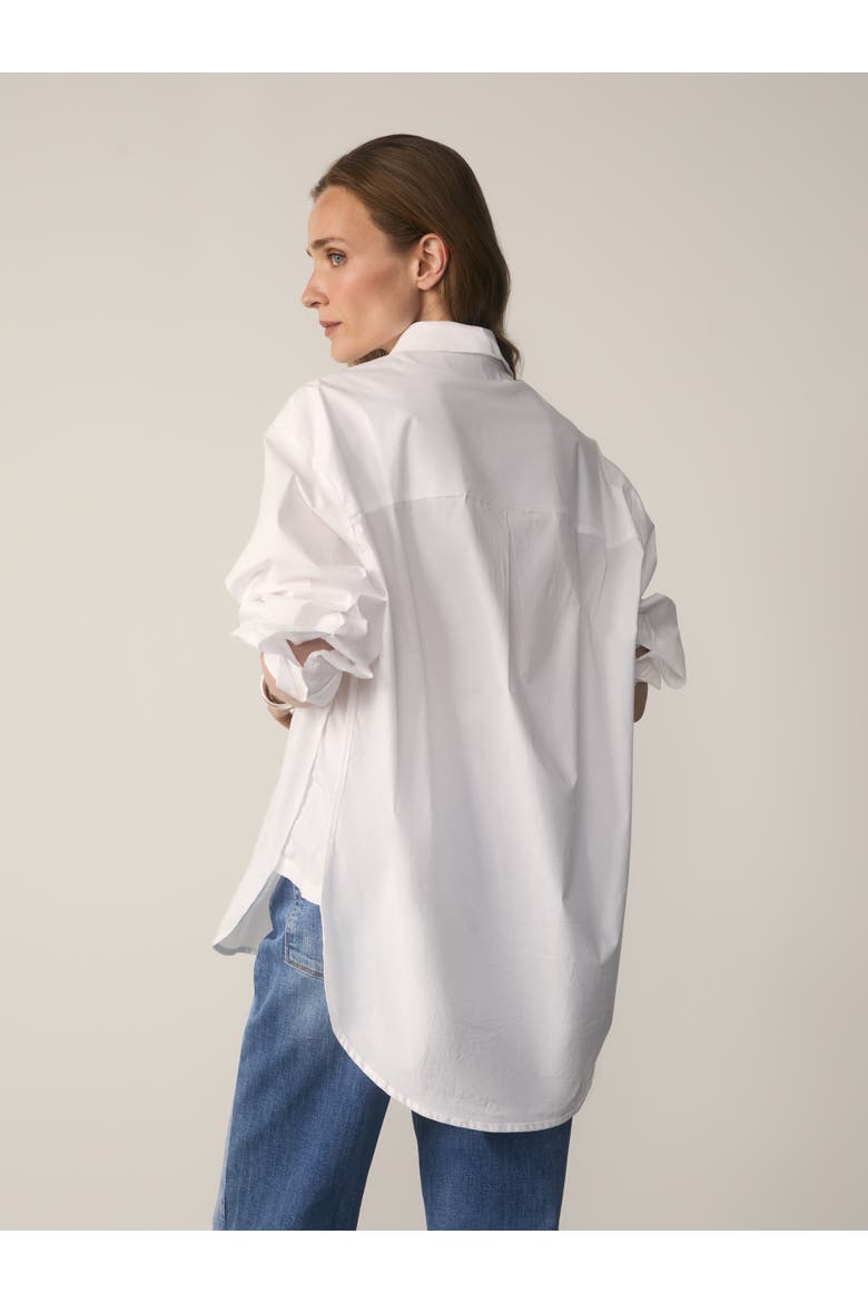 Claudia Cotton Blend Long Sleeve Shirt, Alternate, color, White