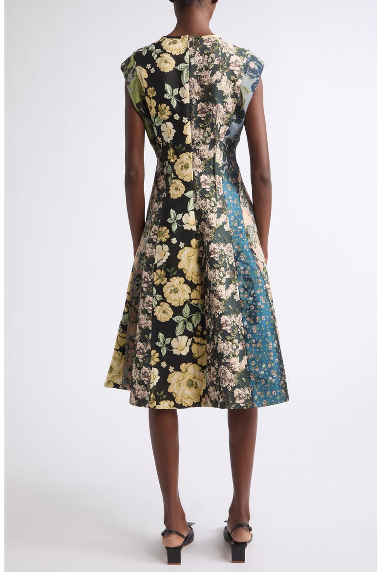 Mixed Floral Jacquard Dress, Alternate, color, BLACK / YELLOW MULTI