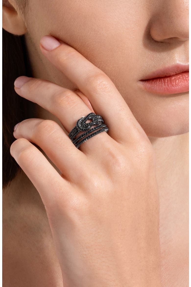 Love Knot Ring, Black Sapphire, Alternate, color, SILVER BLACK