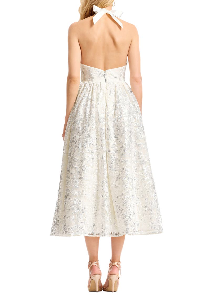 Christina Sequin Floral Cocktail Midi Dress, Alternate, color, OFF WHITE