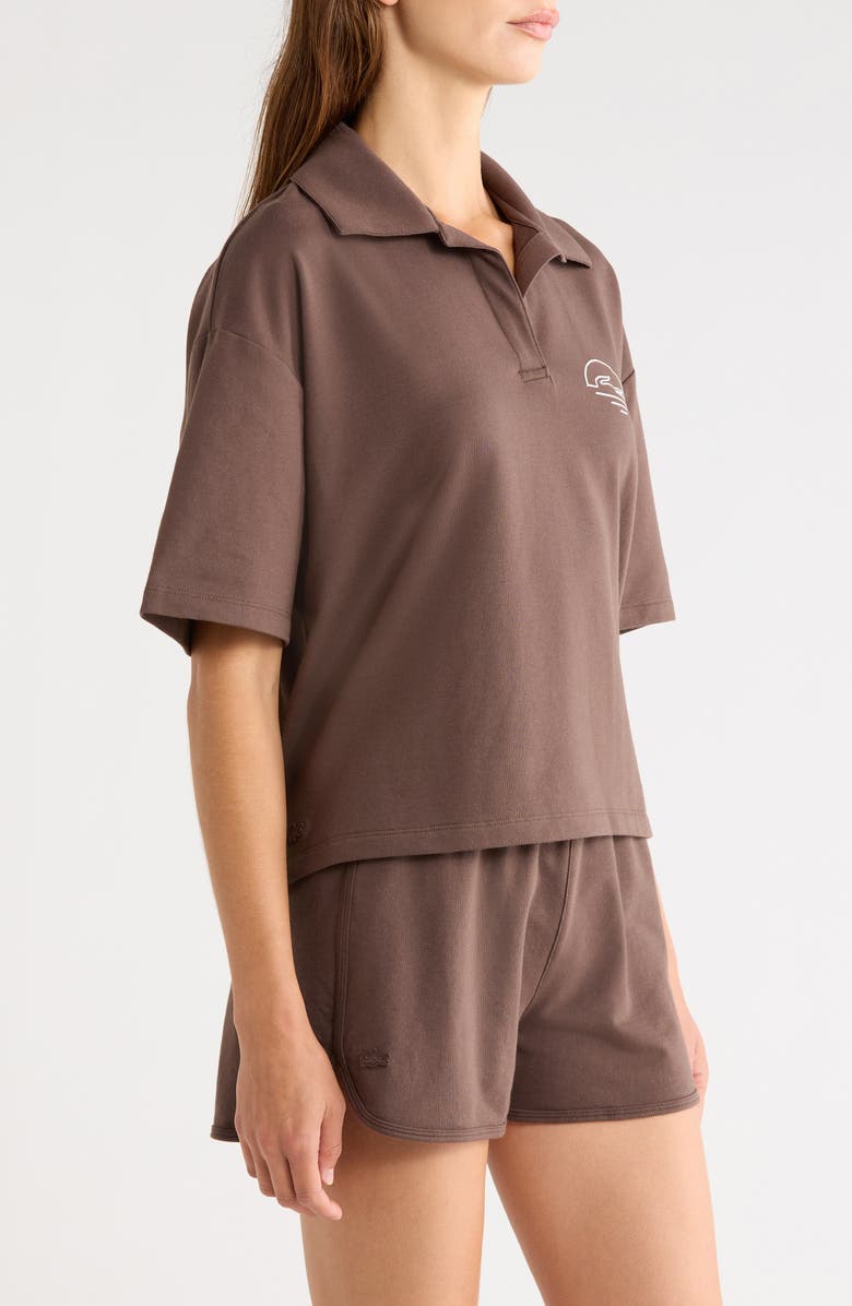 Lacoste Loungewear Cotton Blend Fleece Pajama Polo, Alternate, color, Grume