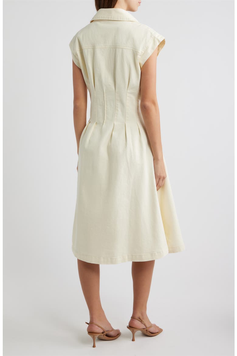 Edie Pleat Waist Denim Shirtdress, Alternate, color, ECRU