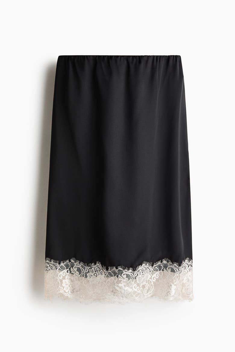 Lace-trimmed Skirt, Alternate, color, Black