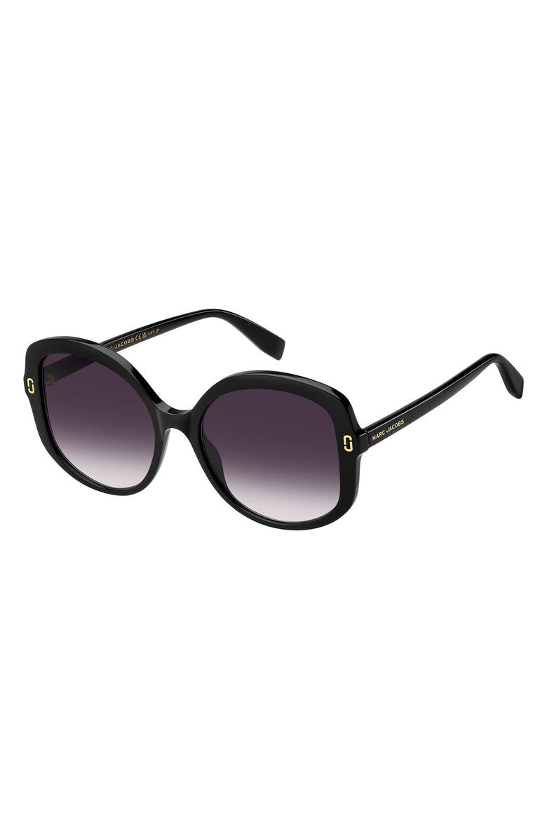 Marc Jacobs 56mm Gradient Round Sunglasses, Alternate, color, Black/ Grey