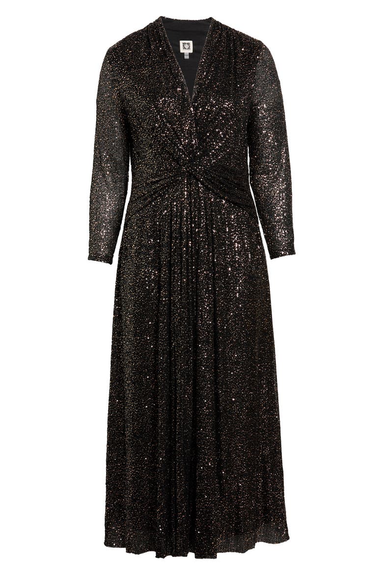 Twist Front Maxi Dress, Alternate, color, ANNE BLACK / GOLD