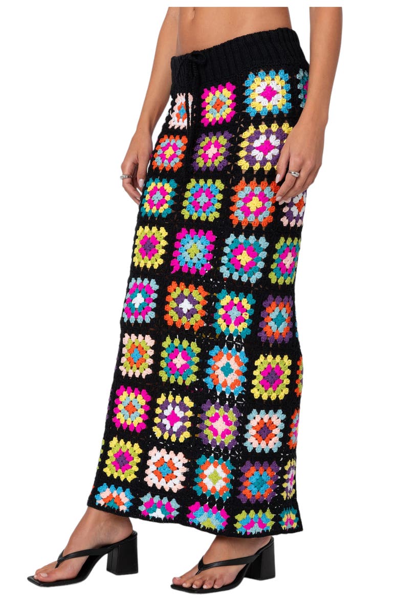 EDIKTED Patchwork Crochet Maxi Skirt, Alternate, color, 