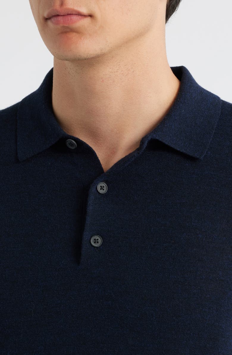 Vince Long Sleeve Merino Wool Polo, Alternate, color, Coastal Blue