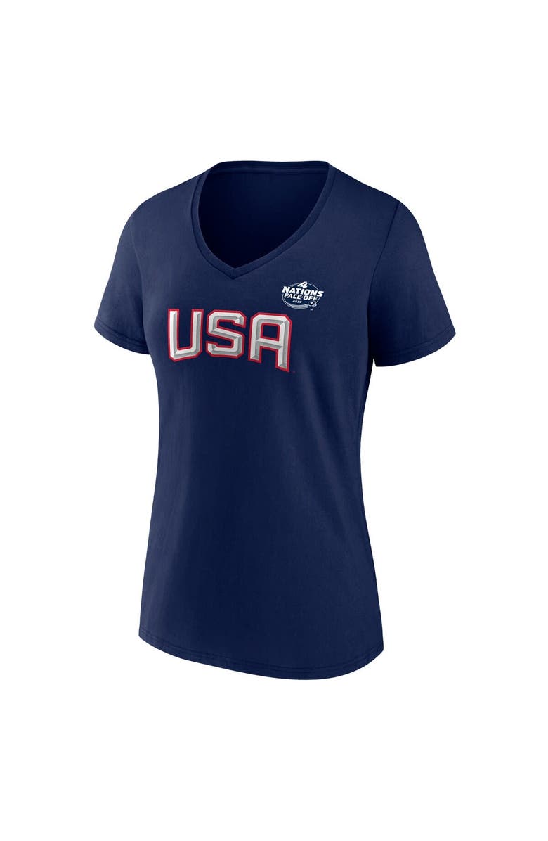 FANATICS Women's Fanatics Navy USA 2025 4 Nations Face-Off V-Neck T-Shirt, Alternate, color, 