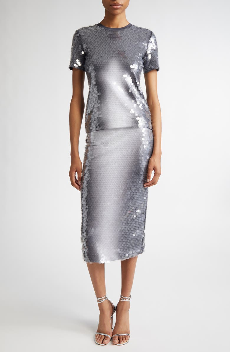 SPORTMAX Gradient Paillette Jersey Pencil Skirt, Alternate, color, Shaded Black