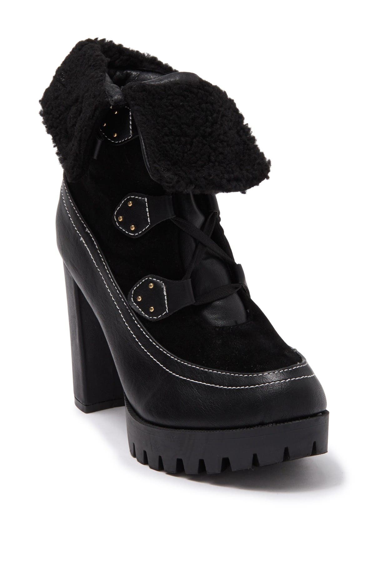 CHASE AND CHLOE Faux Shearling Lug Sole Boot, Main, color, 