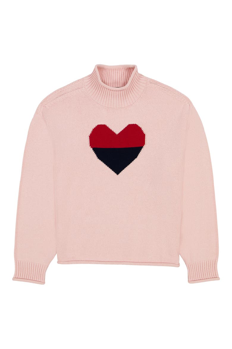 Kids' Heart Roll Neck Sweater, Main, color, LOTUS
