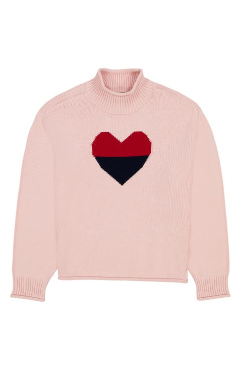 Kids' Heart Roll Neck Sweater
