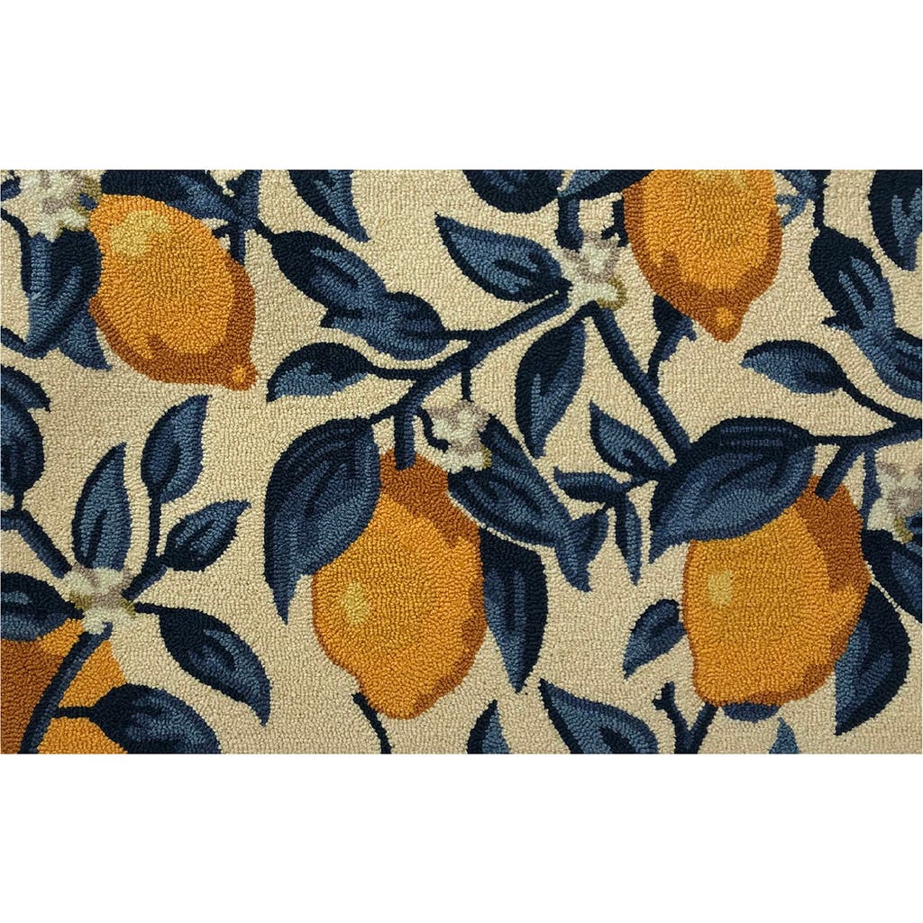 R16 Home Lemon Vine Door Mat In Cream Blue