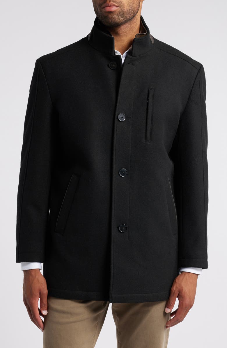 Johnston & Murphy Upton Car Coat with Removable Bib, Alternate, color, Black