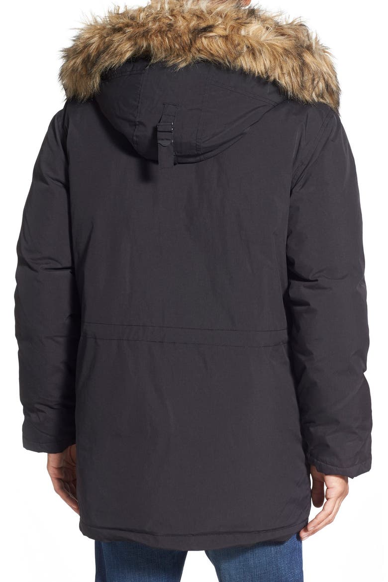 'Iceberg' Water Resistant Down Parka with Faux Fur Trim, Alternate, color, BLACK