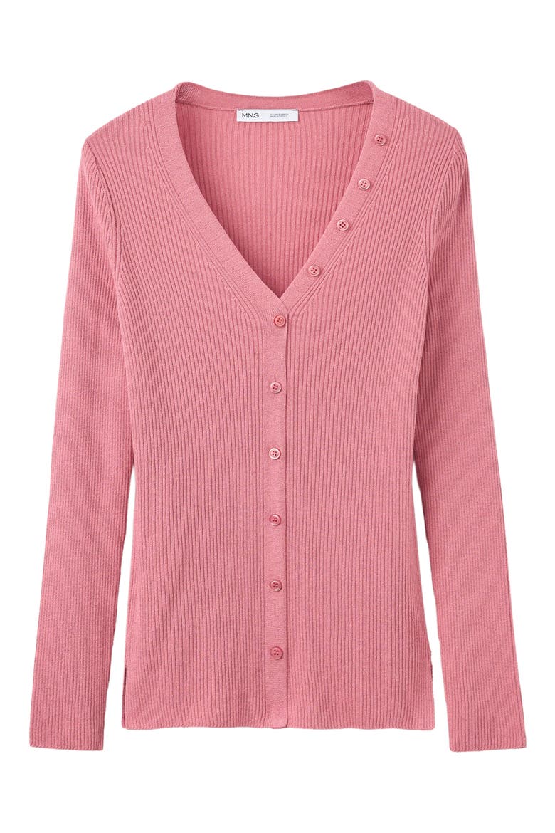 V-Neck Rib Cardigan, Main, color, LIGHT PINK