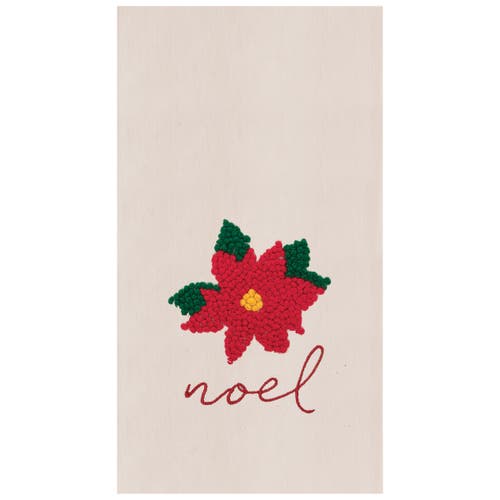 C & F Home C&f Home Noel Poinsettia Embroidered Flour Sack Cotton Kitchen Towel In Pink