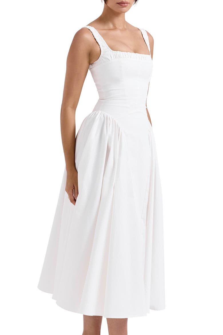 Dorothy Floral Stretch Cotton Dress, Alternate, color, WHITE