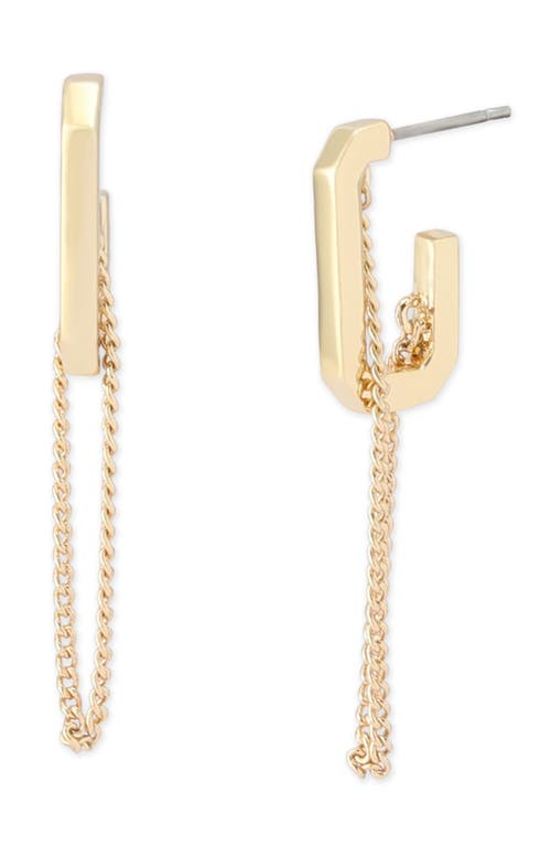Allsaints Swag Hexagon Chain Drop Huggie Hoop Earrings In Gold
