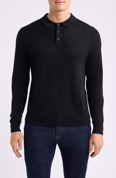 Washable Merino Wool Polo Sweater