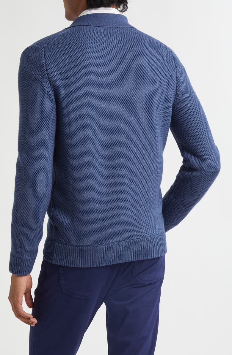 ISAIA Wool, Silk & Cashmere Bomber Cardigan, Alternate, color, Blue