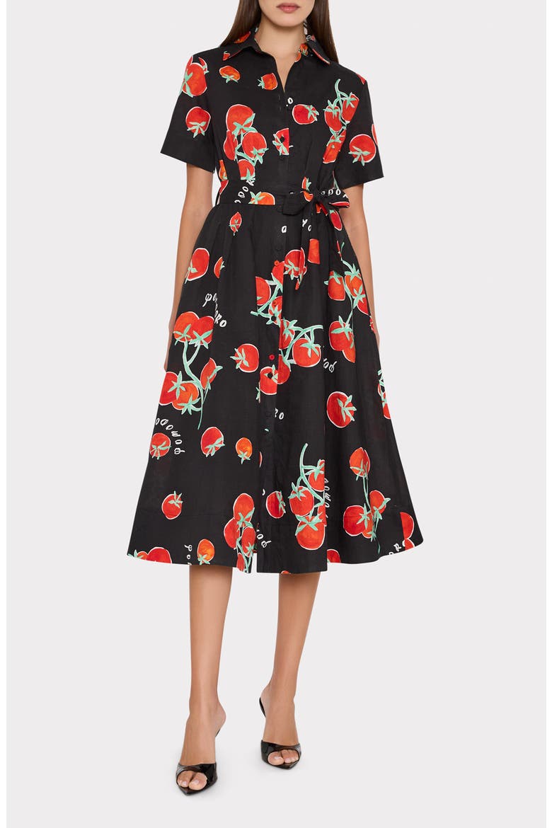 Lexi Tomato Print Midi Dress, Main, color, BLACK/ RED