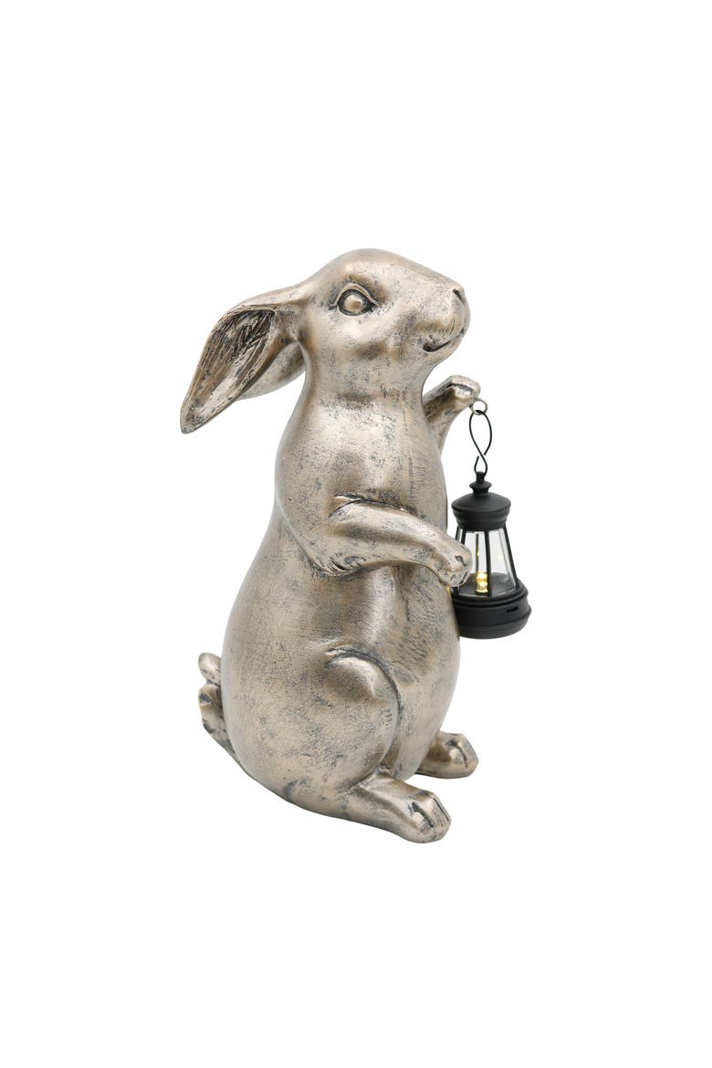 Resin Light Up Rabbit LED Decor Gold and Black for Spring Tabletop Lighting, Alternate, color, Gold